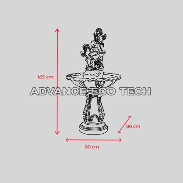 2D Angel water feature with pot