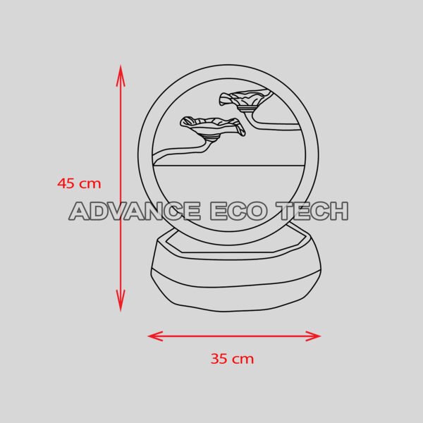 2d drawing of bleu water feature with dimension