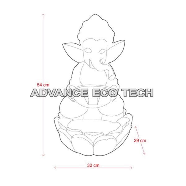 Lotus Harmony ganesha water fountain drawing